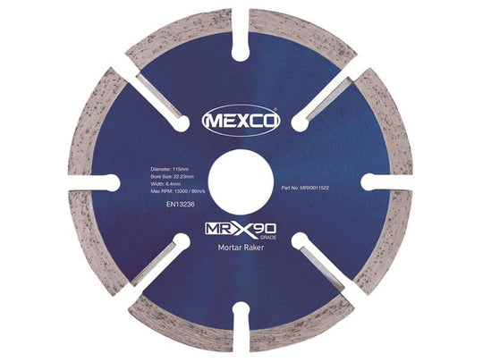 MEXMRX90115 - X90 Grade Mortar Raking Diamond Blade 115 x 22mm