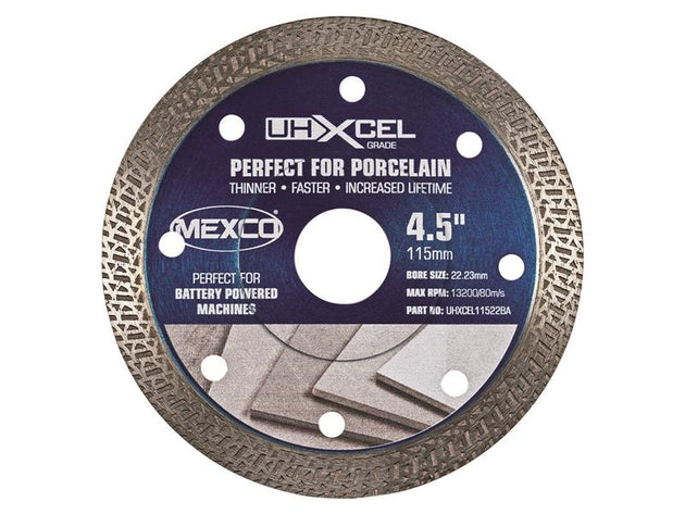MEXUHXL115BA - UHXCEL Grade Porcelain & Ceramic Tile Diamond Blade 115 x 22mm