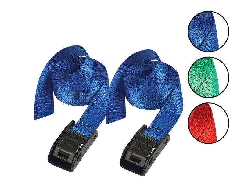 MLK3379ECOL - Lashing Strap with Metal Buckle, Coloured 5m 150kg (Pack 2)