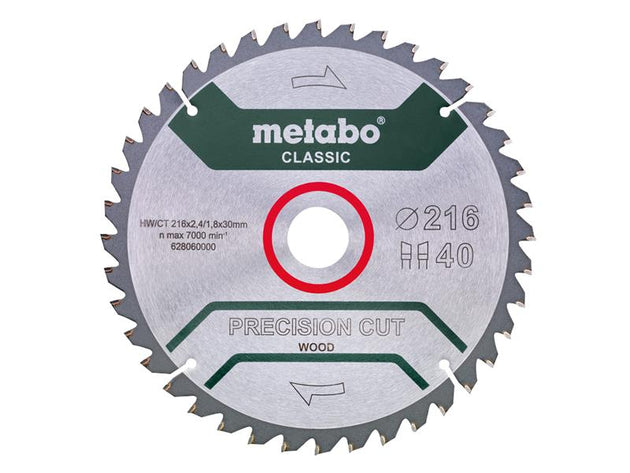 MPT628060 - Precision Cut Wood Circular Saw Blade 216 x 30mm x 40T