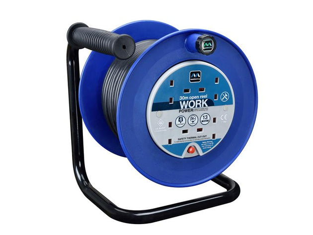 MSTLDCT30134 - Heavy-Duty Cable Reel 240V 13A 4-Socket Thermal Cut-Out 30m