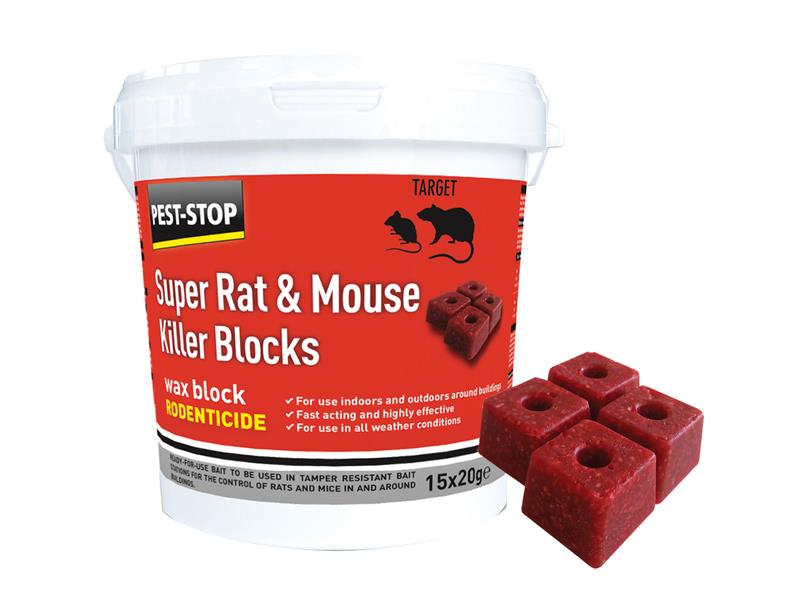 PRCPSWB04 - Super Rat/Mouse Killer Wax Block 15 x 20g PSWB04