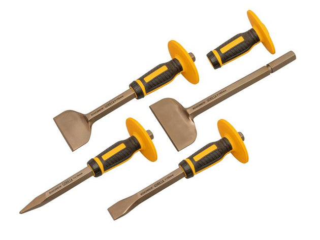 ROU31934 - GORILLA® Bolster & Chisel Set with Non-Slip Guards, 4 Piece