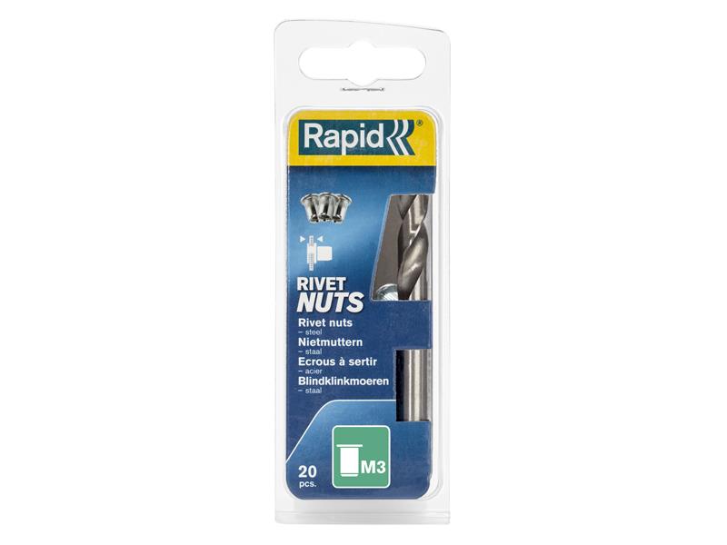 RPD5000670 - Steel Rivet Nuts M3 (Pack 20 + Free Drill Bit)