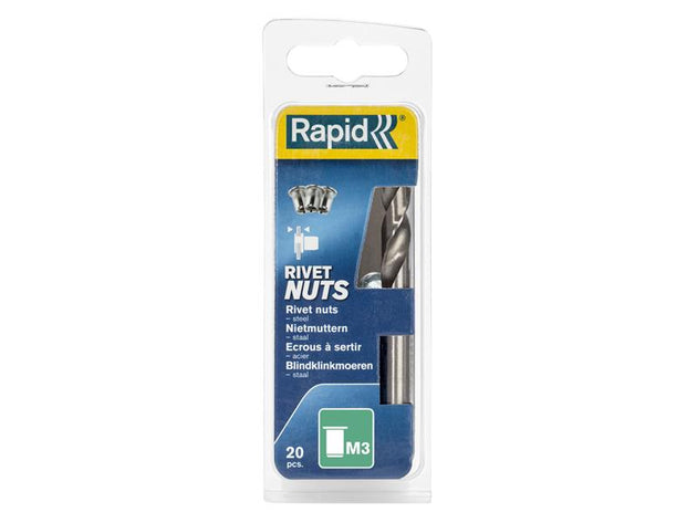 RPD5000670 - Steel Rivet Nuts M3 (Pack 20 + Free Drill Bit)