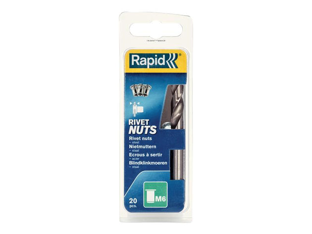 RPD5000673 - Steel Rivet Nuts M6 (Pack 20 + Free Drill Bit)