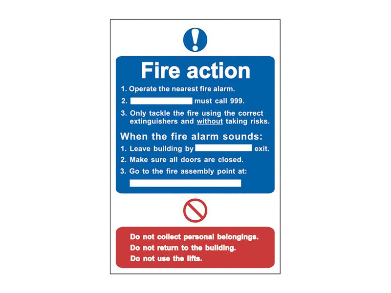 SCA0165 - Fire Action Procedure - PVC Sign 200 x 300mm