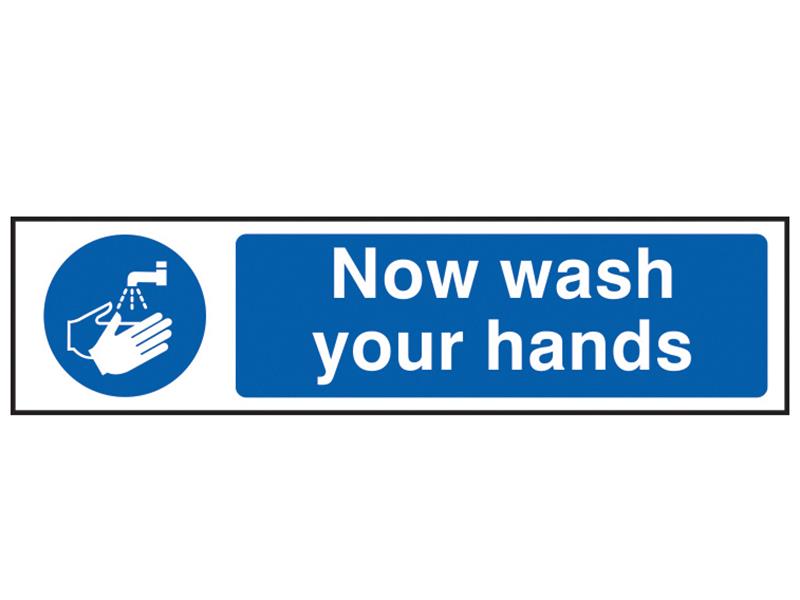 SCA5014 - Now Wash Your Hands - PVC Sign 200 x 50mm