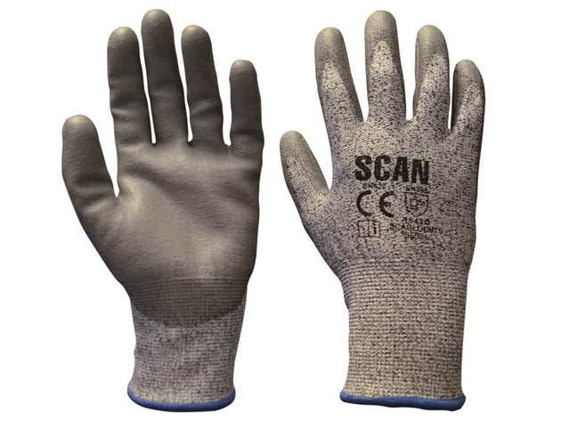 SCAGLOCUT5 - Grey PU Coated Cut 5 Gloves - L (Size 9)