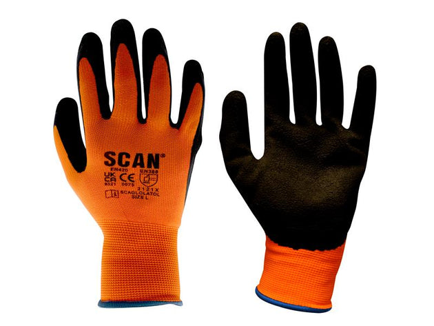 SCAGLOLATOM - Hi-Vis Orange Foam Latex Coated Gloves - M (Size 8)