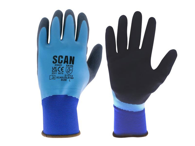SCAGLOLATWP - Waterproof Latex Gloves - L (Size 9)