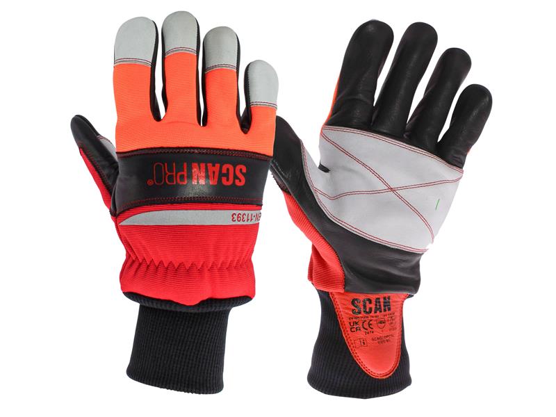 SCAGLOPCSL - Class 1 Dual Hand Chainsaw Leather Gloves - L (Size 9)