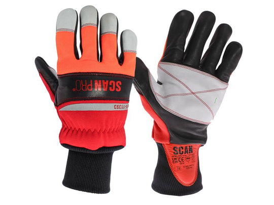 SCAGLOPCSL - Class 1 Dual Hand Chainsaw Leather Gloves - L (Size 9)
