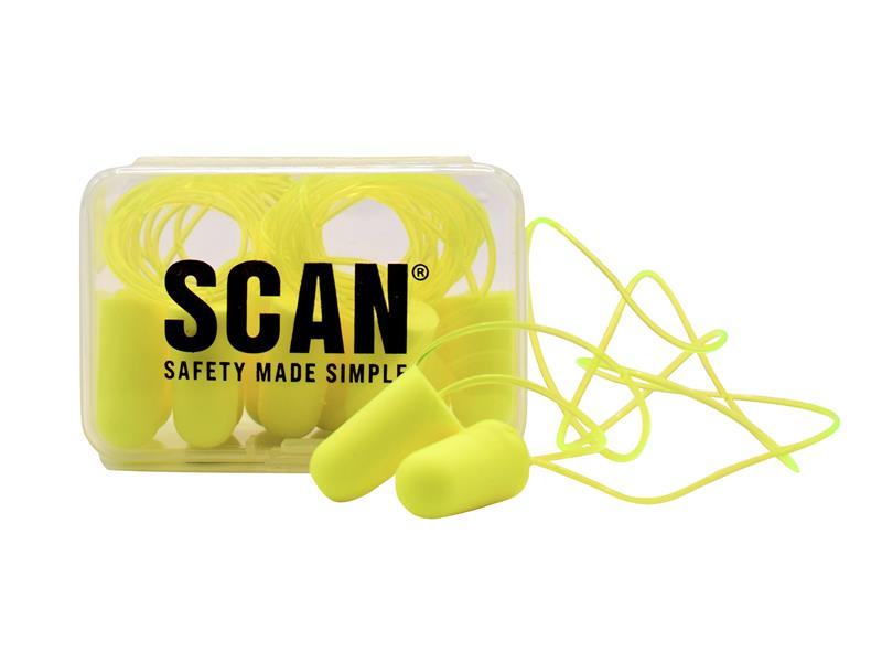 SCAPPEEARPLC - Foam Earplugs & Cord (6 Pairs)