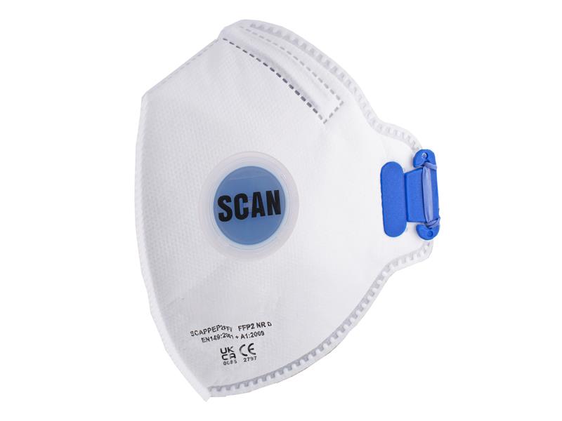 SCAPPEP2FFV - Fold Flat Disposable Mask Valved FP2 Protection (Pack 3)