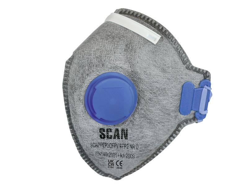 SCAPPEP2OFFV - Fold Flat Disposable Odour Mask Valved FFP2 Protection (Pack 3)