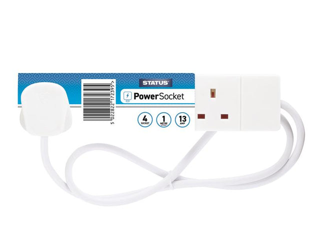 SIN4SM1W - Extension Lead 240V 4-Gang 13A White 1m