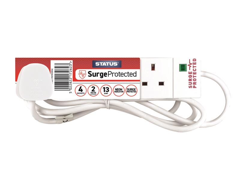 SIN4SM2WSP - Surge Protected Extension Lead 240V 4-Gang 13A White 2m