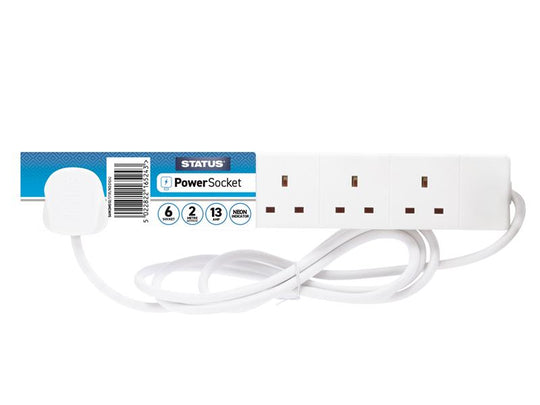 SIN6SM2W - Extension Lead 240V 6-Gang 13A White 2m
