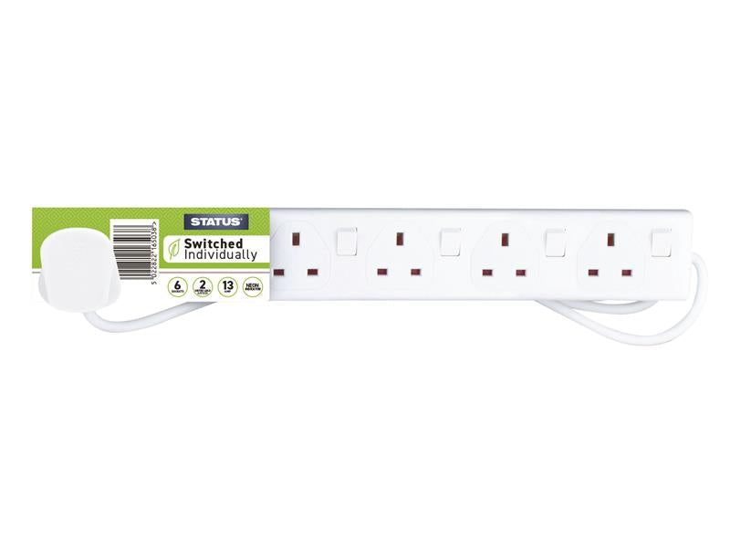 SIN6SM2WSS - Extension Socket Switched 6 Way 2m White S6W2MINDSS12
