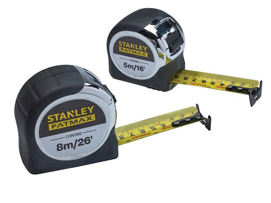 STA043041 - FatMax® Chrome Pocket Tapes 5m/16ft & 8m/26ft (Twin Pack)