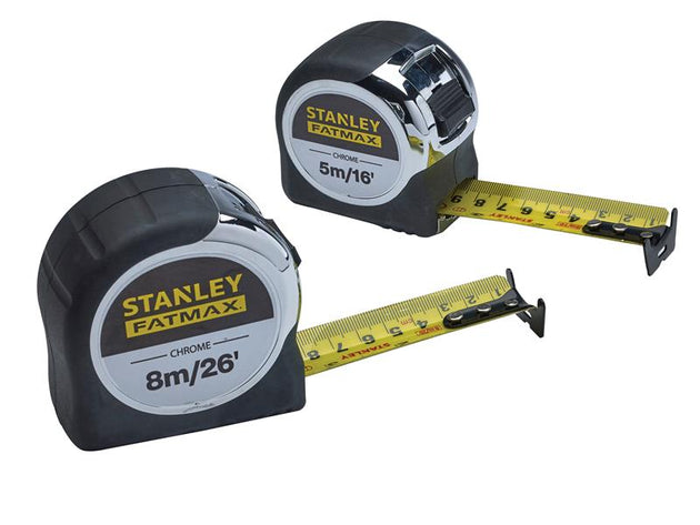 STA043041 - FatMax® Chrome Pocket Tapes 5m/16ft & 8m/26ft (Twin Pack)