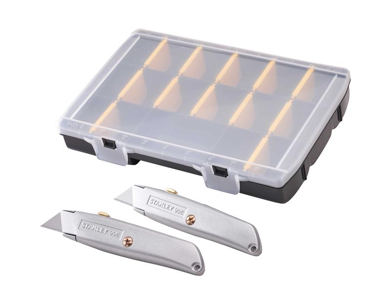 STA910899 - 99E Trimming Knife Twin Pack with 50 Spare Blades in Organiser