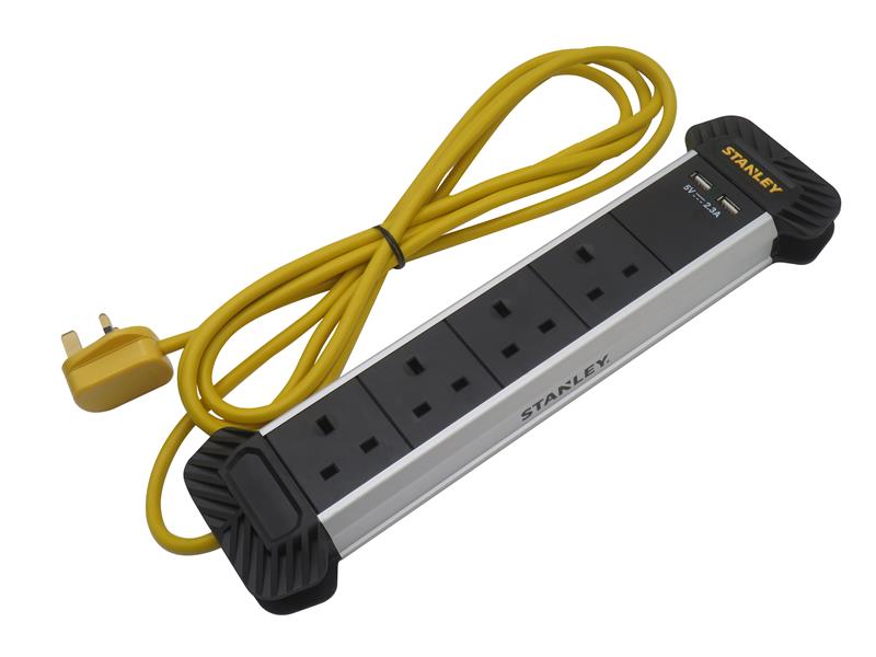 STE4GCAB2USB - 4-Gang + 2 USB Powerboard with Cable Management 3m