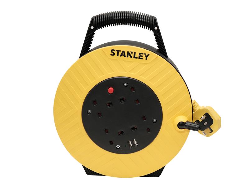 STEC15M2USB - Semi-Enclosed Cable Reel 240V 13A 4-Socket + 2 USB 15m
