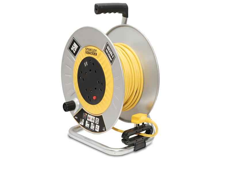 STER25M2USB - Open Metal Drum Cable Reel 240V 13A 4-Socket + 2 USB 25m