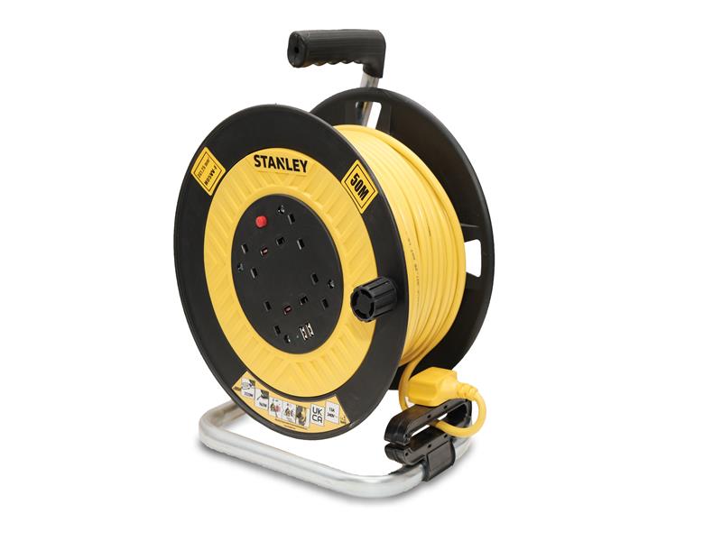 STER50M2USB - Open Drum Cable Reel 240V 13A 4-Socket + 2 USB 50m