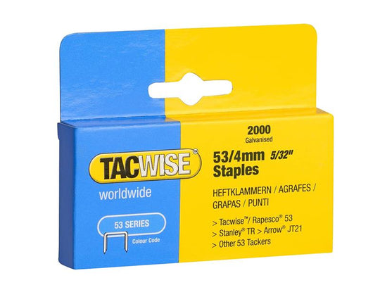 TAC0333 - 53 Light-Duty Staples 4mm (Type JT21  A)  (Pack 2000)