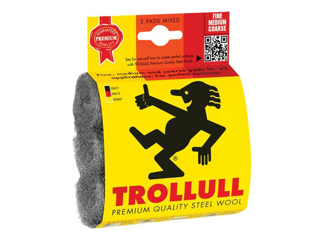 TRO770834 - Steel Wool Pads, Assorted Grades (Pack 3)