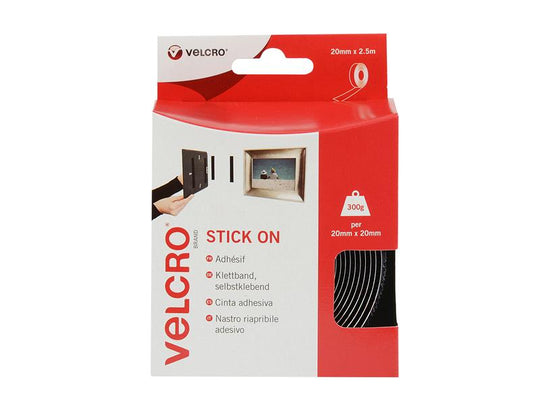 VEL60215 - Stick on Tape Black 20mm x 2.5m 60215