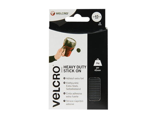 VEL60248 - Heavy-Duty Stick On Coin 45mm x 6 Sets Black 60248