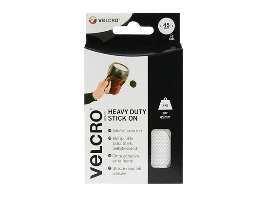 VEL60249 - Heavy-Duty Stick On Coin 45mm x 6 Sets White 60249