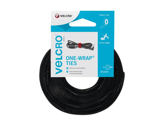 VEL60253 - Reusable Ties 10mm x 5m Black 60253