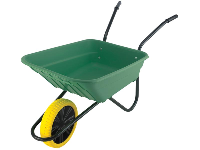WALSHGPPDD - 90L Green Polypropylene Wheelbarrow - Puncture Proof