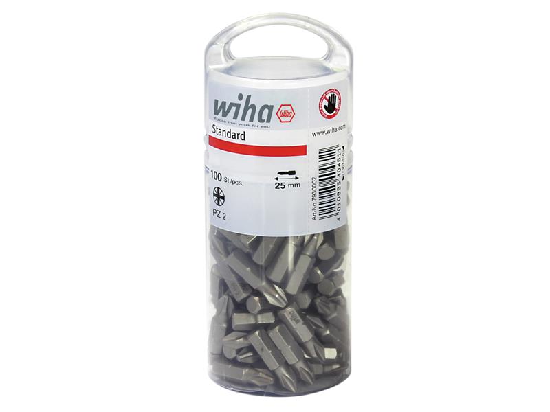 WHA40462 - Standard Pozidriv Bits PZ2 25mm Tub of 100