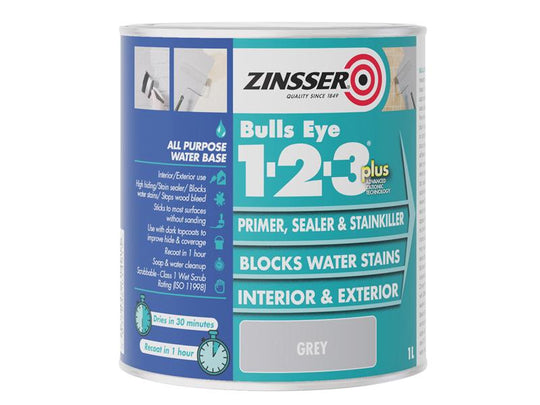 ZINBE123PG1L - Bulls Eye® 1-2-3 Plus Primer, Sealer & Stain Killer Grey 1 litre